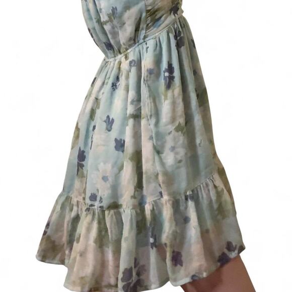 Blue and Green Floral Babydoll Dress - Picture 1 of 5